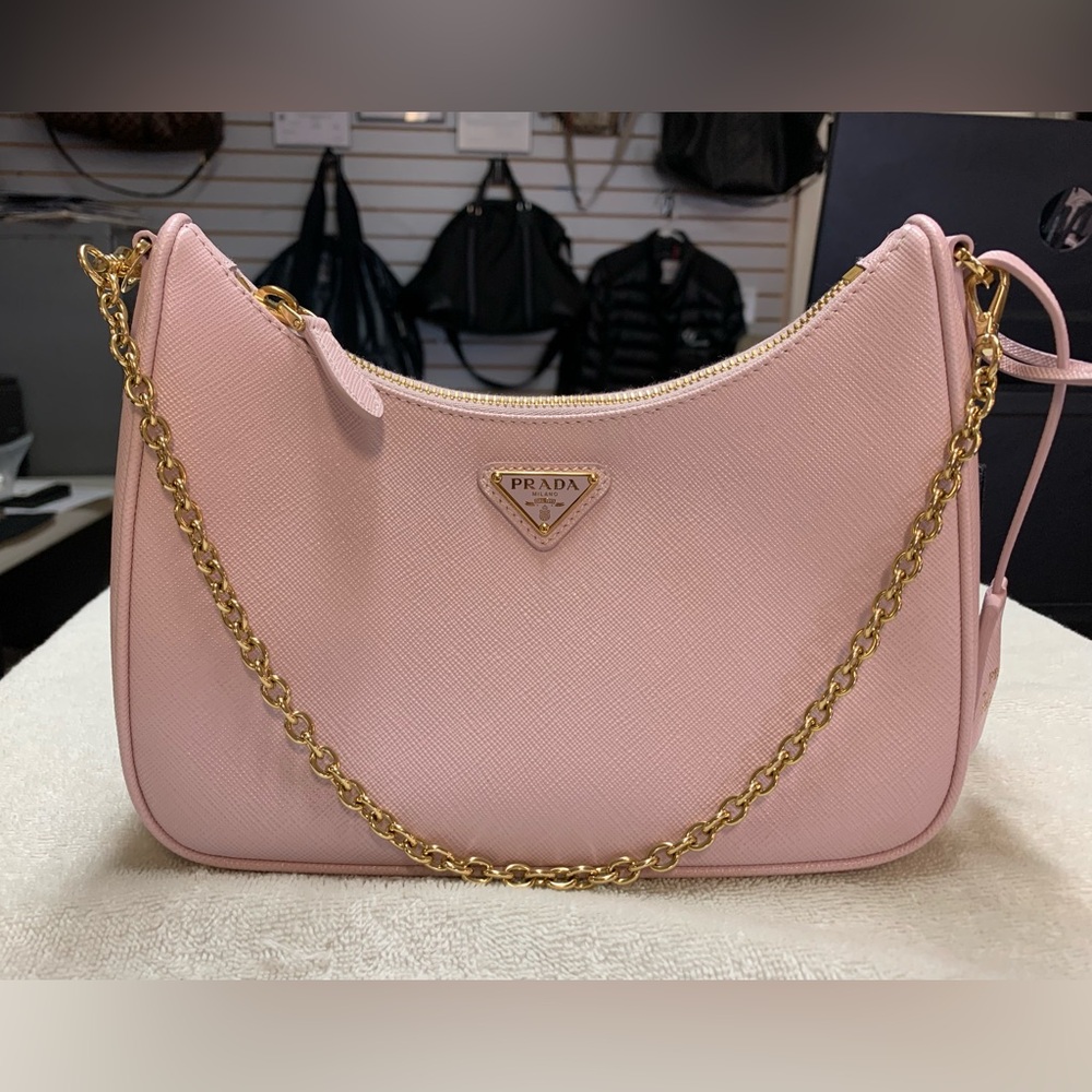 Prada Re-Edition 2005 Pink Alabaster Saffiano Leather Bag